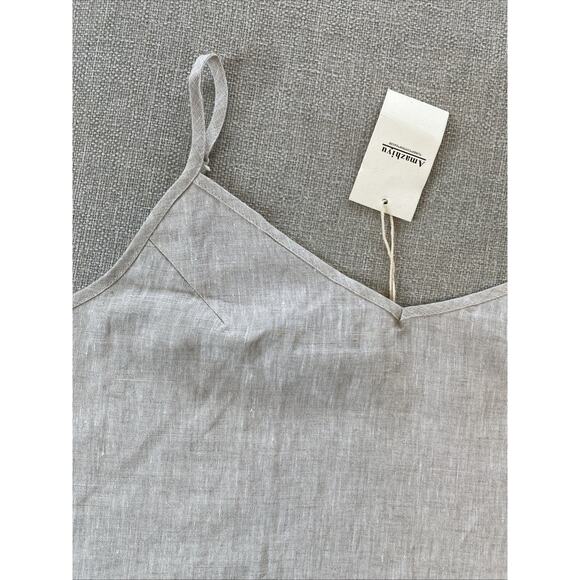 NEW Amazhiyu 100% Linen M Top Tank Womens Hemp Flax Tan Natural Minimal BOHO - Picture 10 of 13